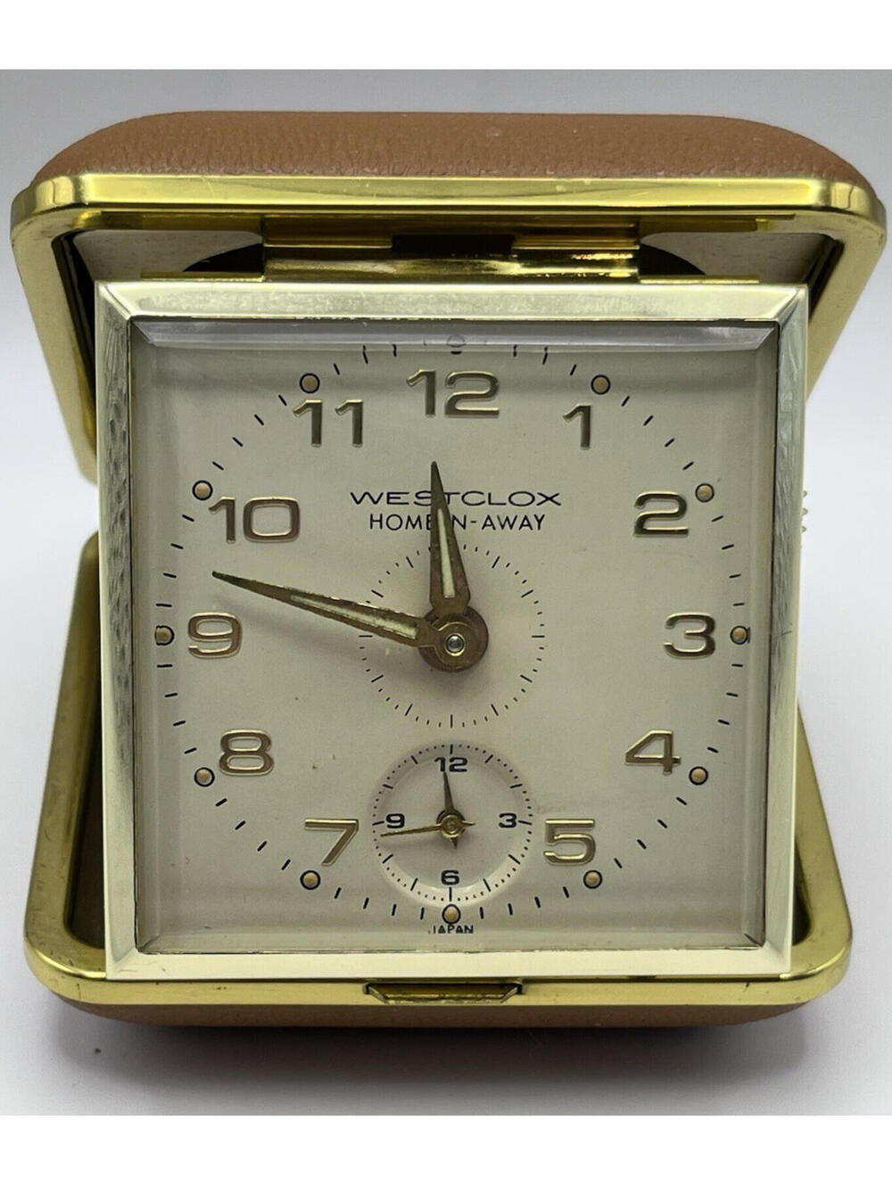 Westclox Vintage 1960s Folding Travel Alarm Clock Dual time Works 2903.3